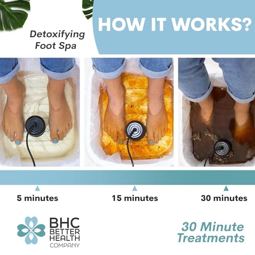 Ionic Foot Bath Detox Machine for Home Use - Free Regain Health & Vitality Booklet & Brochure - 2 Arrays, 20 Basin Liners, Detox Sea Salt, Basin 12QT