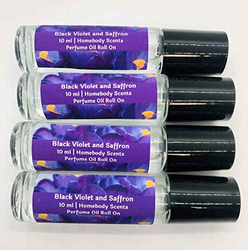 Black Violet and Saffron 10 ml Perfume Roll On, Floral Perfume, Violet Perfume, Fall Scent Perfume, Natural Ingredients, Cruelty Free, Travel Size Perfume by Homebody Scents