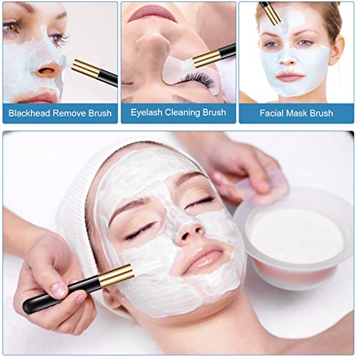 Homicozy 40 Pcs Lash Shampoo Bottle Brushes & Dispensers Set - 10 Pcs Lash Brushes, Tubes & Aftercare Bag for Clients, Women, Girls (Black)