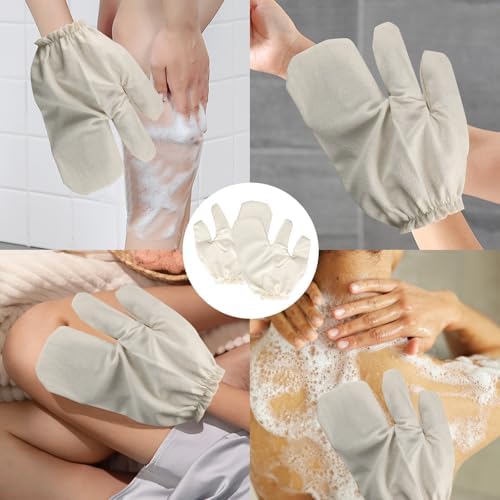 2 Pcs Raw Silk Massage Gloves, Exfoliating Bath Scrubbing Massage Shower Gloves for Women