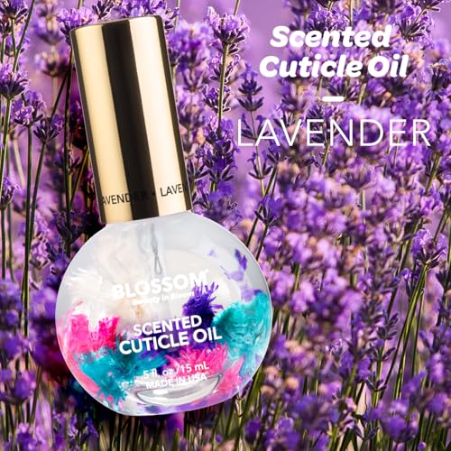 Blossom Cuticle Oil for Nails, Hydrating, Moisturizing, Scented Nail Oil Cuticle Care, Infused with Real Flowers, Made in USA, 0.75oz, 3 pack, Mini Gift Set, Lavender/Jasmine/Rose