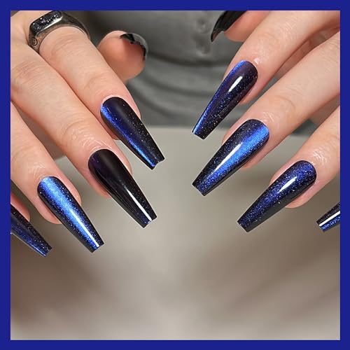 4 Pack Press on Nails,KKUUOO Long Coffin Fake Nails,Gradient & Glitter Design False Nails,Full Cover Glossy Acrylic Nails,Stick on Nails for Women Girls,96Pcs 12 Sizes-4 Styles In Total
