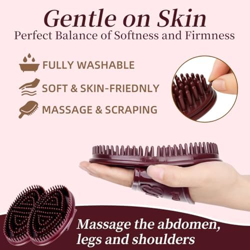 Handheld Massage Brush – Comfortable Grip Massage Gloves for Full-Body Brushing & Relaxing Muscle Care (Purple)