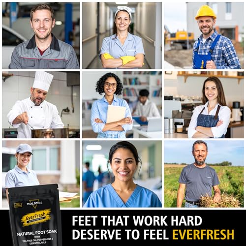 Heavy Duty Tea Tree Oil Foot Soak - Epsom Salt for Soaking for Odor & Footbath to Soften Calluses - Athletes Foot - Nail Discoloration - Relaxing Pedicure Soak - Dry Skin & Rough Heels - 16oz