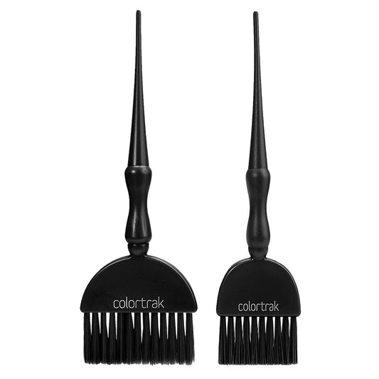 Colortrak Obsidian King & Queen Size Wands (2 Pack) 1 Firm and 1 Feather Bristle Brush for Hair Color Application, Balayage, Blending, Touch ups and Highlighting, Black