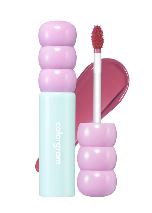 COLORGRAM Fruity Glass Tint 09 Heartful Mulberry | Korean Long Lasting & Waterproof Lip Stain | Highly Pigmented Daily Mauve Plum Shade with Glowing effect, Buildable & Blendable 0.11 Oz.