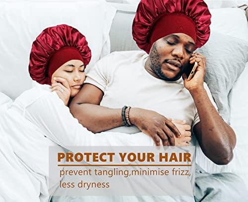 2 PCS Bonnet for Men,Silk Hair Bonnet for Sleeping Women,Matching Bonnets and Durag Set