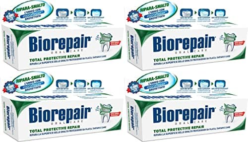 Biorepair: "Total Protective Repair" Toothpaste with microRepair, New Formula - 2.5 Fluid Ounce (75ml) Tubes (Pack of 4) [ Italian Import ]