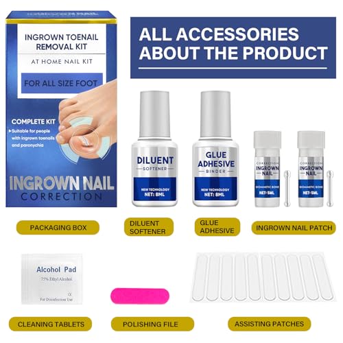 Ingrown Toenail Treatment, 10 packs Titanium Alloy Ingrown Toenail Corrector for All Size Curve Correct Ingrown Toenail, Ingrown Toenail Removal Kit for Straightener of Big Toe