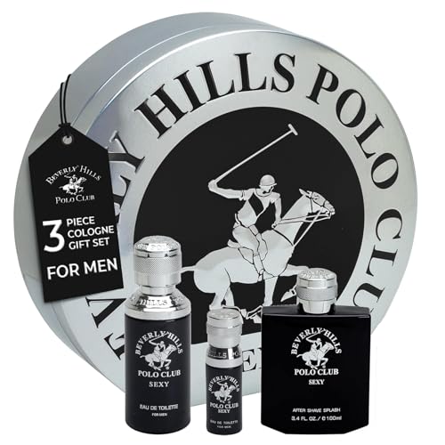 Beverly Hills Polo Club Men's 3 Piece Cologne Gift Set in Collectable Tin Eau De Toilettes After Shave BHPC (Sexy)