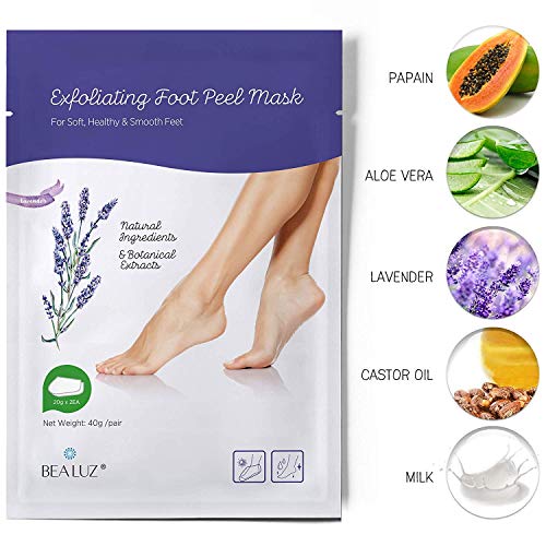 2 Pairs Foot Peel Mask Exfoliant for Soft Feet in 1-2 Weeks, Exfoliating Booties for Peeling Off Calluses & Dead Skin, For Men & Women Lavender by BEALUZ