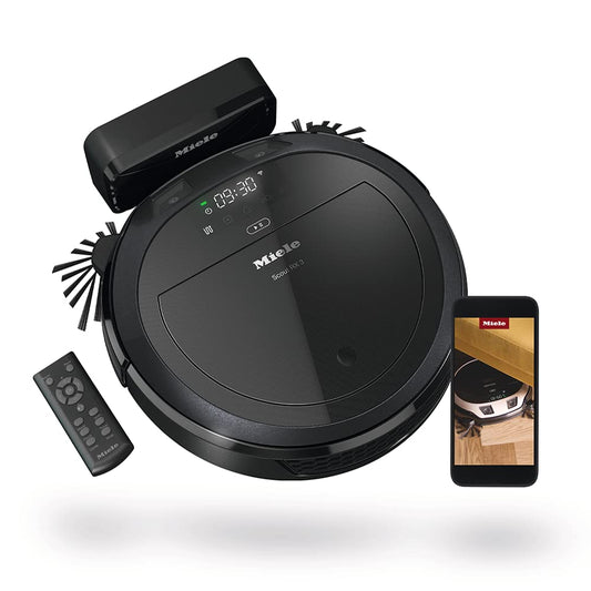 Miele Scout RX3 - Robot Vacuum Cleaner with Smart Navigation, app Control, 4-Stage Cleaning System, 60 min Battery Life, Alexa Compatible, in Obsidian Black