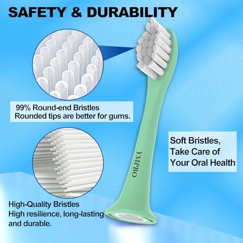 10 Pack Toothbrush Heads Compatible with Suri Electric Toothbrush, Replacement Brush Head Refill, Green