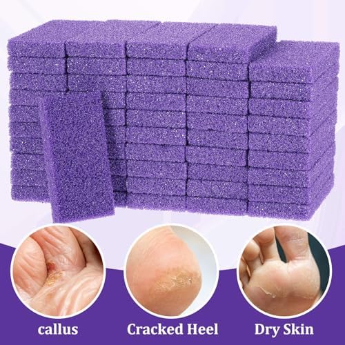 100 Pcs Pumice Stone for Feet Scrubber Dead Skin Disposable Foot Scrubber Pumice Pads Foot Pumice Foot Callus Remover for Feet Pedicure Foot Heel Exfoliator Tool Purple Pumice Sponge Salon Home Use