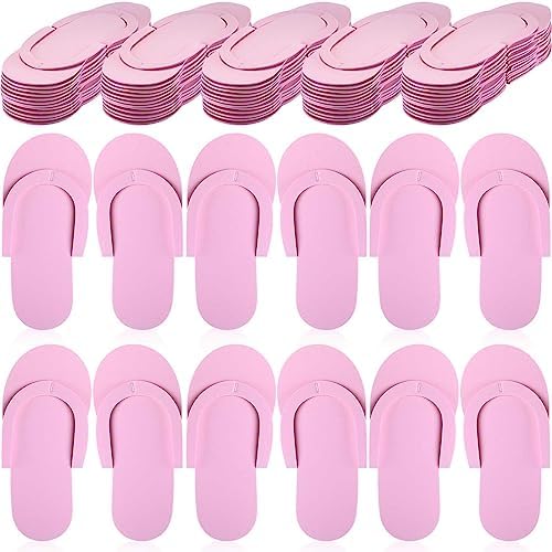 JenPen 60 Pairs Disposable Pedicure Slippers Foam Flip Flops Disposable Flip Flops Multi Color Foldable Pedicure Slippers for Guests Salon Spa Hotel Women