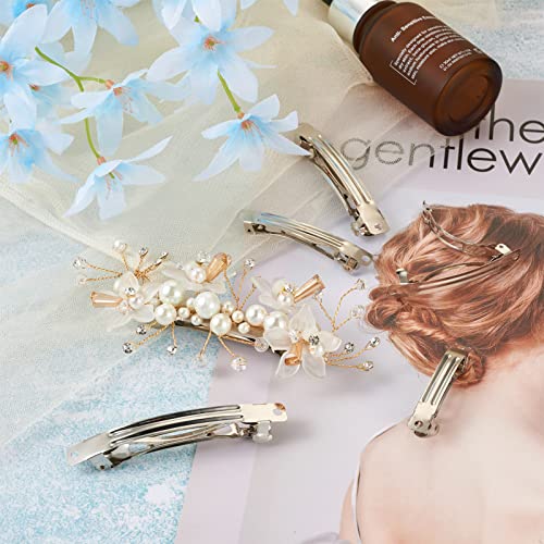 100Pcs Iron Blank French Barrette Hair Clip 4 Sizes 39/51/59/78mm Long Platinum for DIY Hair Accessories Making