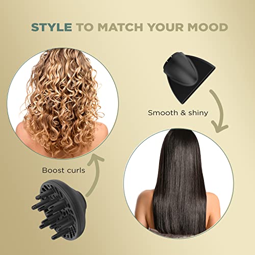 INFINITIPRO by CONAIR Heat Protect Hair Dryer with Diffuser | Blow Dryer with Advanced Heat Protection Helps Minimize Overdried Hair