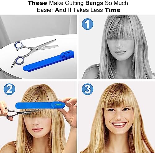 Hair Cutting Scissors, Hair Cutting Kit Women, DIY Home Hair Cutting Tools for Bangs Cutter, Layers, and Split Ends, Scissors for Cutting Baby Hair(Set of 3) Color Blue