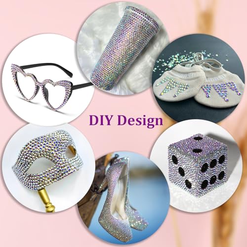 25000Pcs Resin Rhinestones with Tweezers for Crafting, AB 2-6mm Mixed Sizes Bedazzling Crystal with 3Pcs 10ml B7000 Jewelry Glue for DIY Crafts Clothing Tumblers Shoes Fabric Nail Art
