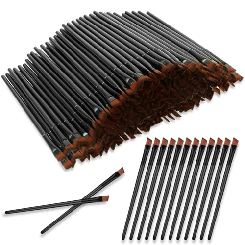 300 PCS Disposable Angled Brow Brushes for Eyebrows Bulk Eyebrow Tint Brush Flat Tapered Tinting Concealer Brush Eye Shadow Applicator Sticks Eyeliner Makeup Brushes