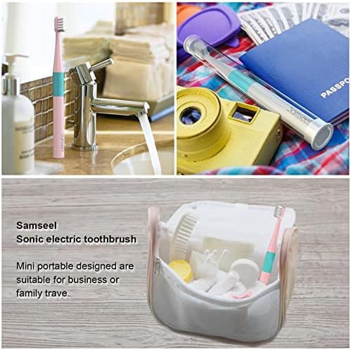 (2-Pack, White and Pink Sonic Electric Toothbrush Lasting for 90 Days Travel Essential Waterproof Portable Mini Design for Daily Oral Care Business Travelling and Holiday Use