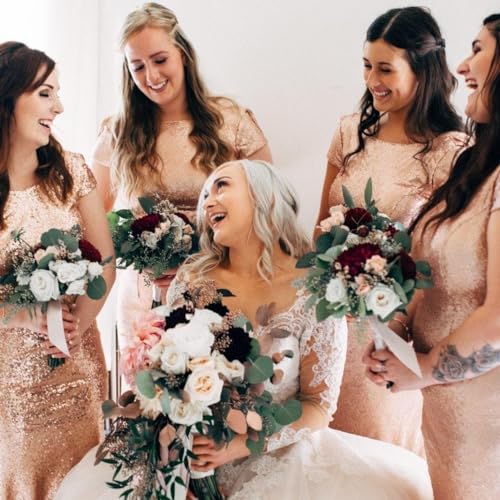 16pcs Bridesmaid Proposal Gifts 4.1inch square Bachelorette hair Claw Clip heart Sunglasses set of 16 Girls Trendy gift for Wedding Party Favors(16pcs White&Dusty Blue)