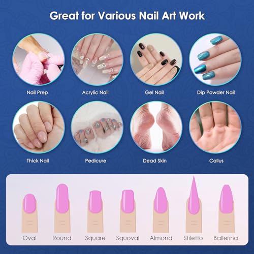 21pcs Nail Drill Bits Sets with Nail Drill Holder Case, 3/32 Inch Cuticle Electric Nail File & Ceramic Acrylic Gel Nail Bit Kit, Carbide Cuticle Remover Bits for Manicure Pedicure, Home Salon