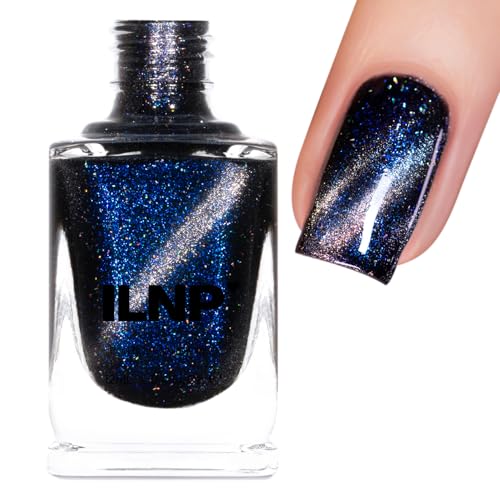 ILNP Darkest Hour - Black-Based Blue Magnetic Shimmer Nail Polish - Vegan, Cruelty Free, Non Toxic