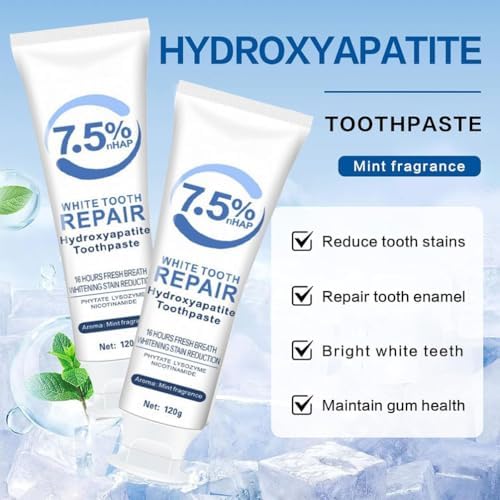 3 PCS Hydroxyapatite Toothpastes for Enamel Protection and Tooth Strengthening, Fluoride-Free with Gentle Mint, Fresh Breath, Reduce Tooth Sensitivity,Daily Use for Oral Care