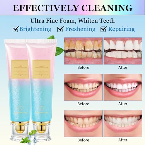 2PCS Niacinamide Whitening Toothpaste, Nicotinamide Dazzling White Toothpastes, Protects Enamel, Fresh Breath, Remove Tooth Stains