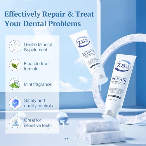 Hydroxyapatite Toothpaste, Nano Hydroxyapatite Toothpaste for Enamel Protection and Tooth Strengthening, Fresh Mint Flavor, Promotes Fresh Breath, Daily Use for Oral Health 2 Pack