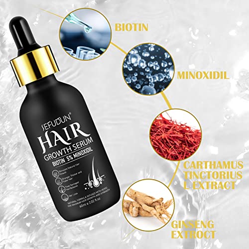 2PCS 5% Minoxidil Hair Growth Serum for Men & Women - Natural Hair Regrowth Oil, Nourishes Scalp & Moisturizes Hair - 4.04 oz