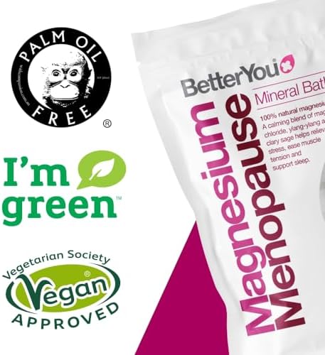 BetterYou Magnesium Menopause Bath Flakes - Magnesium Bath Soak and Menopause Support - Soothes Sore Muscles - Ylang Ylang and Clary Sage - 1.6 lb