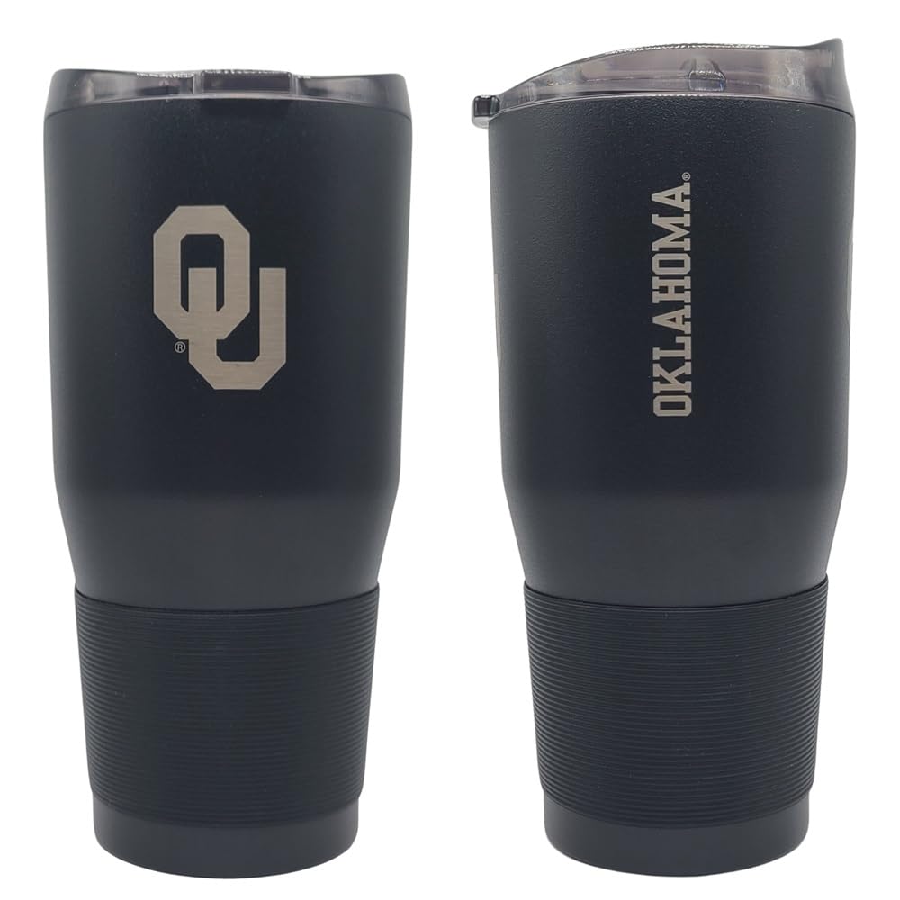 Boelter Brands NCAA Etch Logo Black Premium Powder Coat Double Wall Stainless Steel 30oz Ultra Travel Tumbler (Oklahoma Sooners), NCAA-PPC-30oz