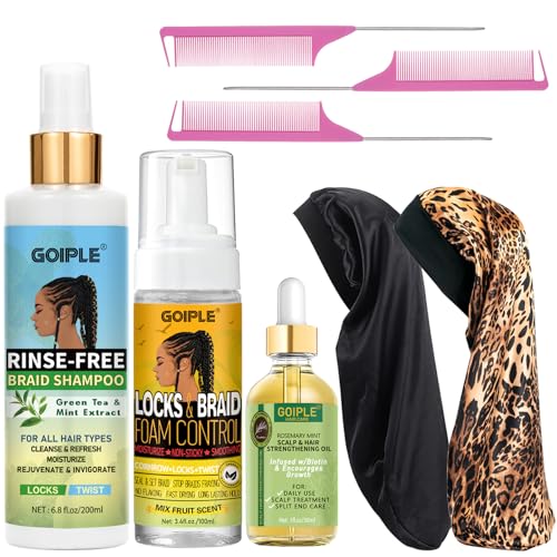 Braid Rinse-Free No Water Shampoo for Locs, Twists, Weaves - Dreadlock Shampoo to Remove BuildUp, Odor, Itch & Flakes, No Residue, Chemical-Free