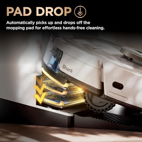 Shark Robot Vacuum & Mop Combo, PowerDetect NeverTouch Pro,Self-Emptying,Self-Refill with Self-Clean Pad Wash & Dry, 60-Day Debris Capacity,30-Day Refill Tank, 5PowerDetect Technologies,White,AV2800ZE