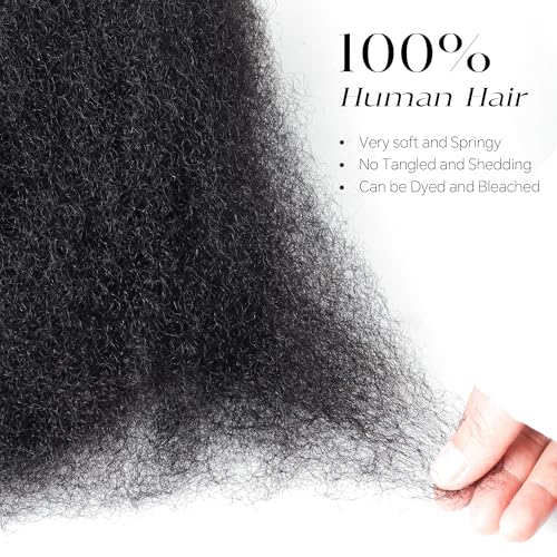 BLL Afro Kinkys Bulk Human Hair, 16 Inch 50g/Pack, 100% Human Hair for Mini Twist Braiding Dreadlock Loc Extensions Afro Kinky Curly Hair Bulk (1B, 16 Inch Pack Of 1)