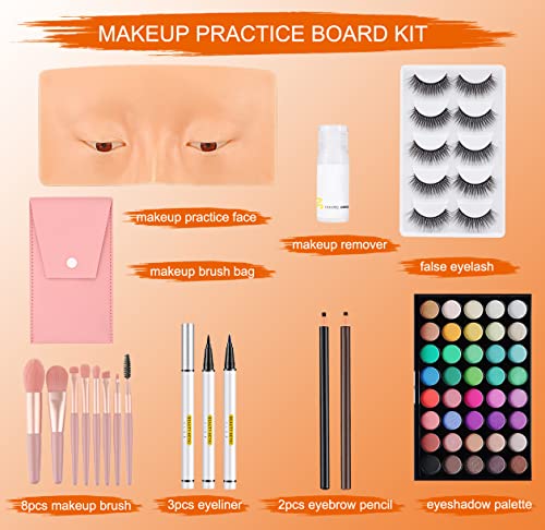 3D Reusable Makeup Mannequin - Practice Face Board with Eyeshadow Palette for Makeup Artists & Beginners