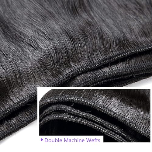 10A Human Hair Bundles Straight Hair Bundles Brazilian Straight Human Hair Bundles 18 20 22 24 Inch 100% Unprocessed Virgin Weave 4 Bundles Human Hair Raw Remy Hair Bundles Deals Natural Black