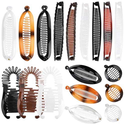 18pcs Banana Clip Hair Clips, Hapdoo Banana Clips for Women Girls Volumizing Ponytail Hair Claw Clip Styling Accessories, 6 Styles