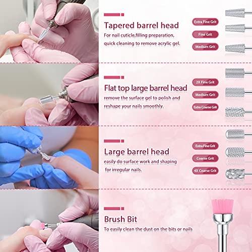 Honoson 10 Pcs Nail Drill Bits Set, 3/32 Inch Cuticle Tungsten Carbide Bits for Nail Tech, File Remove Acrylic Gel Polish, Manicure Pedicure Tools for Salon Home Supplies(Silver)