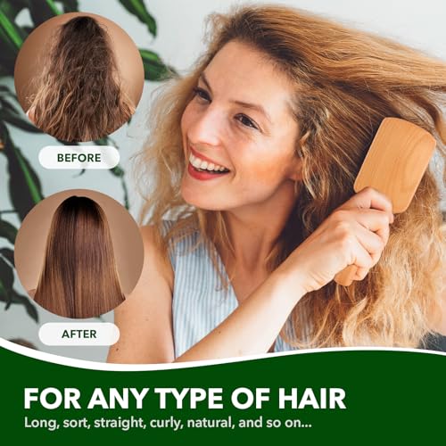 Hair brush for Men and women,wet brush with wooden handle,curly hair brush,air cushion brush,wooden hairbrush for Thick/thin/Fine Hair,paddle brush for Wet & Dry Hair,square large hair brush
