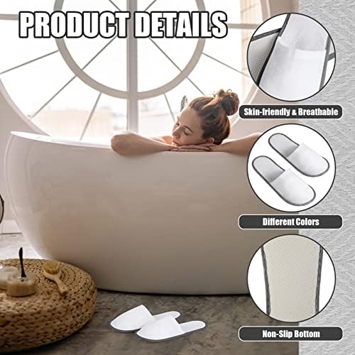 Hercicy 40 Pairs Disposable Non Slip Hotel Slippers Fluffy Closed Toe Spa Slippers Indoor Guest for Men Women Home Wedding Travel Party