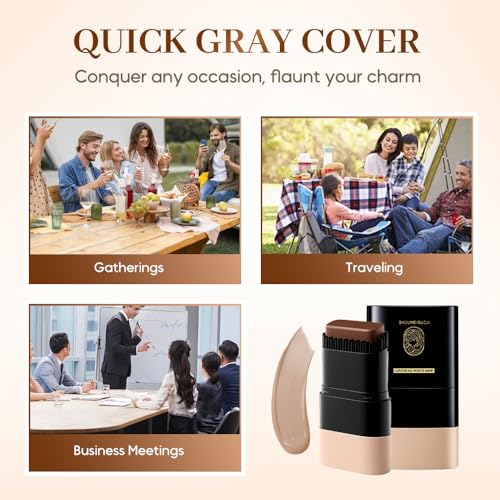 2-in-1 Hair Color Stick & Comb - Waterproof, Sweat-Proof Instant Root Touch Up for Gray Hair - Safe for Women & Men (black)