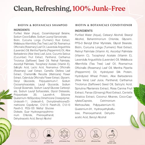 HAIRtamin Shampoo and Conditioner Set - Paraben & Sulfate Free, Volumizing & Moisturizing, Natural Biotin Shampoos and Conditioners, Gentle Moisturizer on Curly & Color Treated Hair