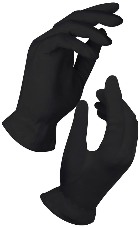 Black Large Cotton Gloves (10 Pair) - Eczema, Dry Hands Relief, Spa & Sleeping Gloves