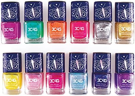 3C4G Celestial 12-Pack Nail Polish Tower for Girls & Teens - 12 Vibrant, Non-Toxic Colors - Safe & Fun Nail Polish Set for Kids Ages 8+ Perfect for Birthdays, Parties, & DIY Manicures Make It Real