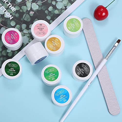 36 Colors Nail Art Gel Paint Kit, 38PCS Gel Nail Polish Set, Solid Gel Nail Polish with Nail Brush for DIY Nail Art Design, Solid Nail Art Gel Polish for DIY At Home