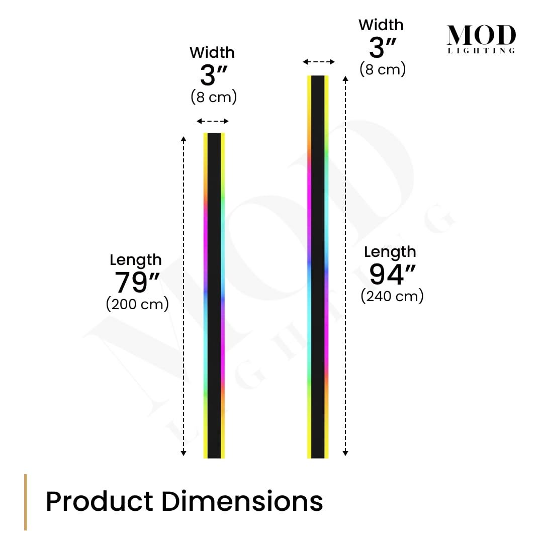 𝗠𝗢𝗗 𝗟𝗜𝗚𝗛𝗧𝗜𝗡𝗚 Haylen RGB | Long Outdoor Wall Lights, 7 Colors and 358 Light Effects, Dimmable with Remote Modern Linear Exterior Light Fixture, Waterproof Wall Sconce 70W, 1-Pack (RGB | 94")