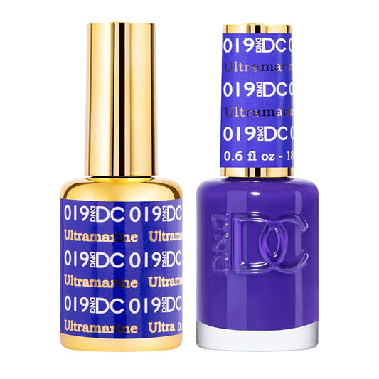 DND DC Gel Polish Set, Blue Collection, UV/LED Gel Polish and Air Dry Nail Lacquer, Matching Chip-Free Polish Duo, 019 Ultramarine, 0.5 Fl Oz